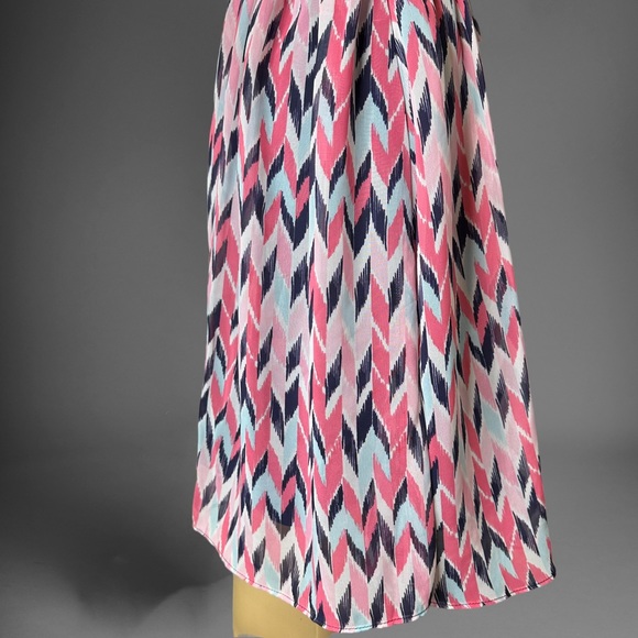 BCX A-Line Blouson Dress Size XS 2 Pink Light Blue Sleeveless Lined Belt - Picture 11 of 16